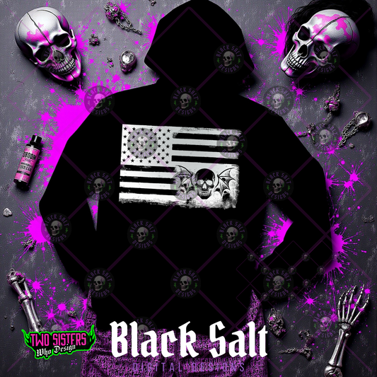 PATRIOTIC AMERICAN FLAG WITH SKULLS AND BATS