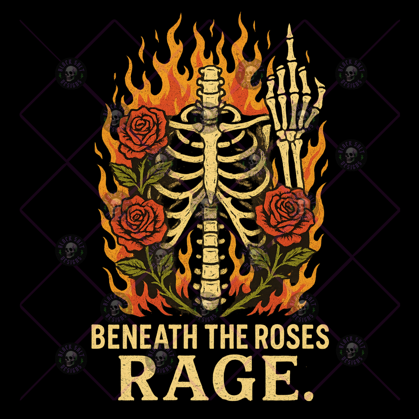 Beneath the Roses. Rage.  DIGITAL DOWNLOAD - BLACK FABRIC ONLY