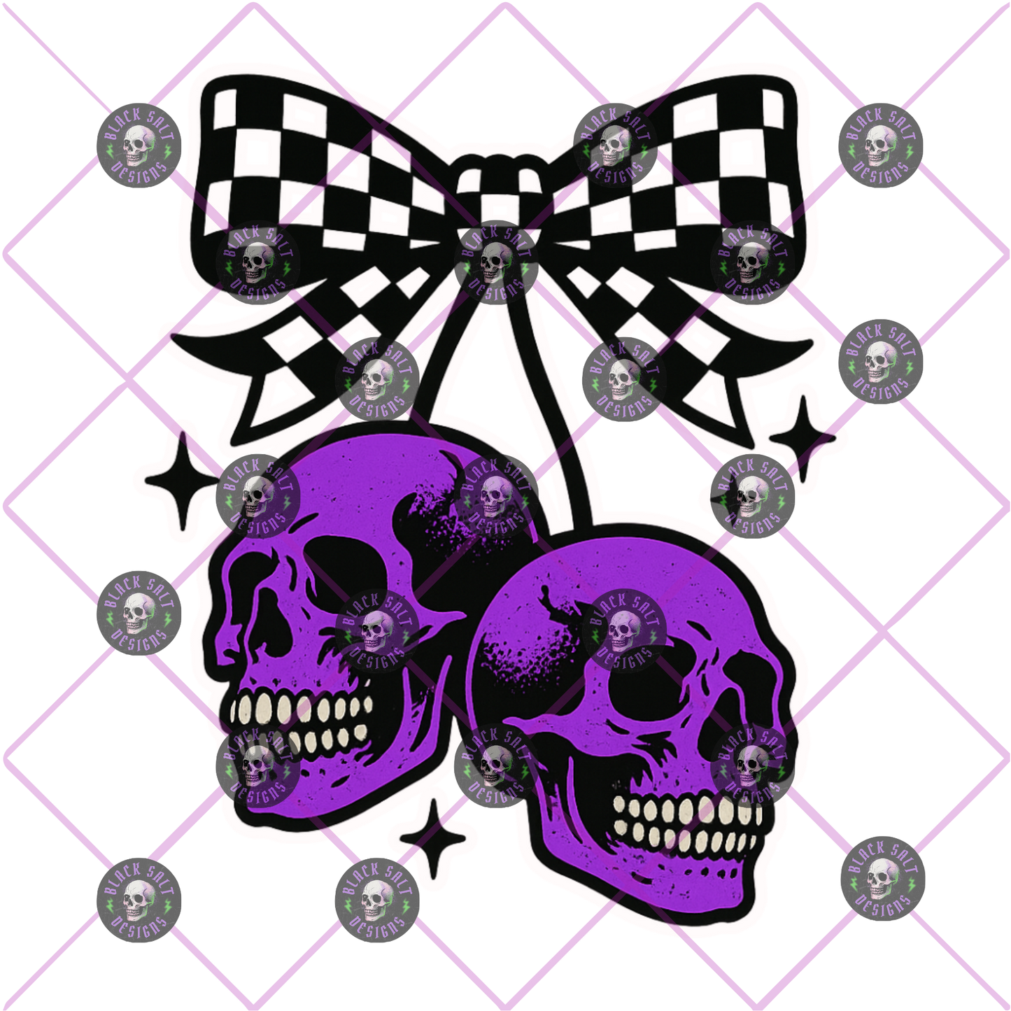 *STICKER* PURPLE SKELETON WITH CHECKERED BOW INSTANT DOWNLOAD