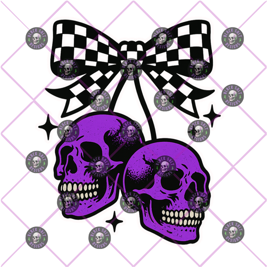 *STICKER* PURPLE SKELETON WITH CHECKERED BOW INSTANT DOWNLOAD