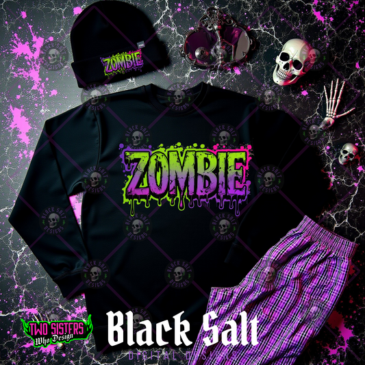ZOMBIE IN NEON DRIPPING TEXT DIGITAL DOWNLOAD